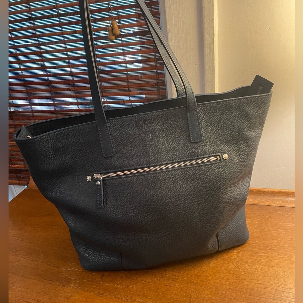 EUC Shinola Tote Navy Pebbled Leather